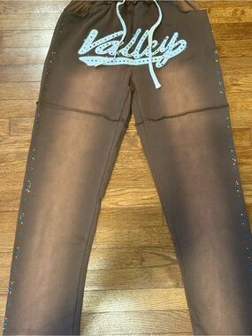 Brown Men's Sweatpants with Embellished Side Trim